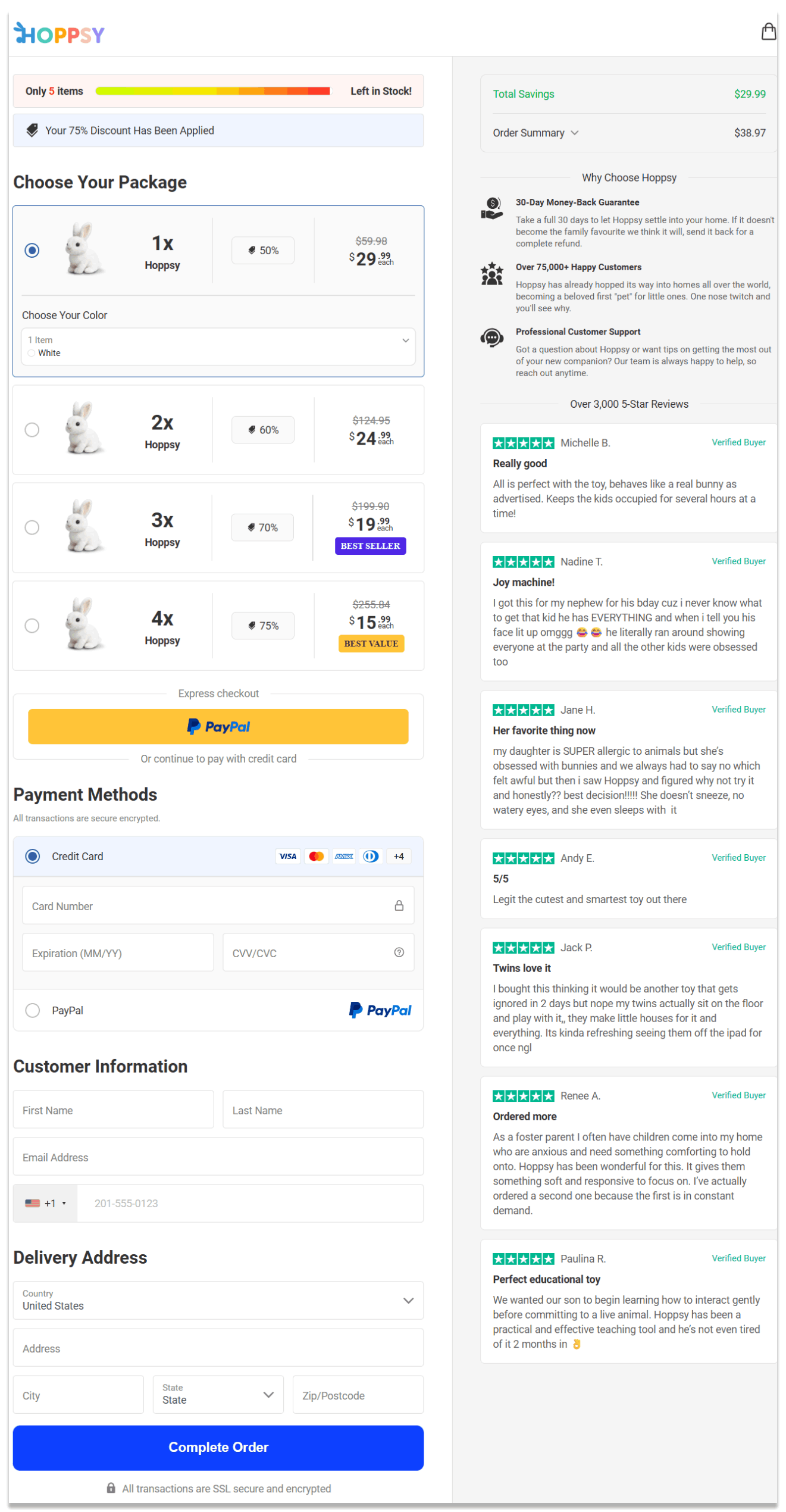 Hoppsy Robot Bunny Secure Checkout Page